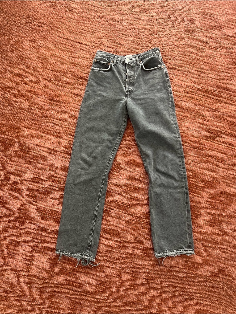 Agolde High-Rise Straight Jeans in Washed Black